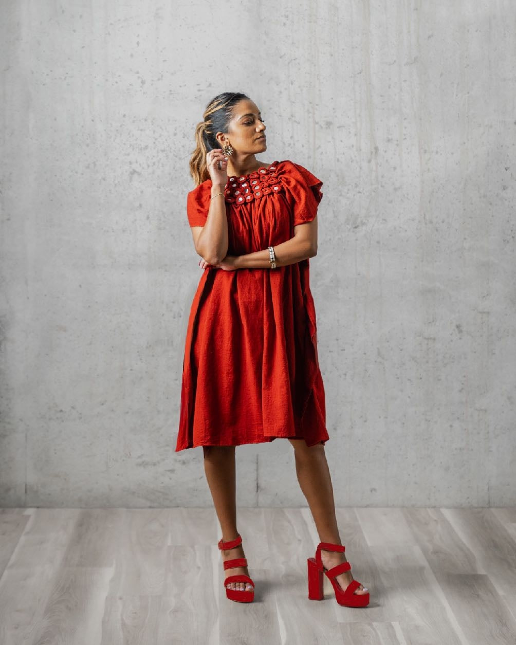 KNEE LENGTH MIRROR DRESS