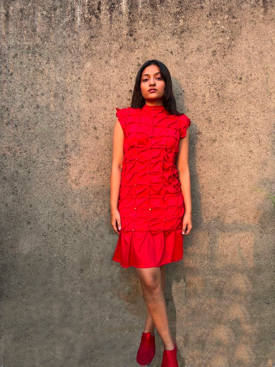 BUTTON MASALA MIRROR DRESS