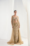 Golden Net Cutdana Embroidered Jacket Set