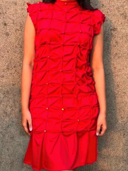 BUTTON MASALA MIRROR DRESS